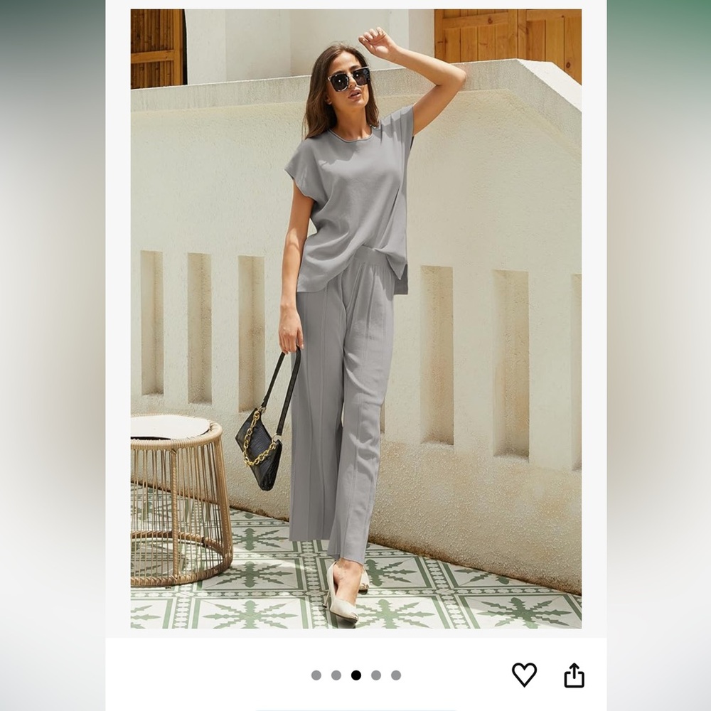 Gray Sleeveless Top and Pleated Pants Set NWOT medium